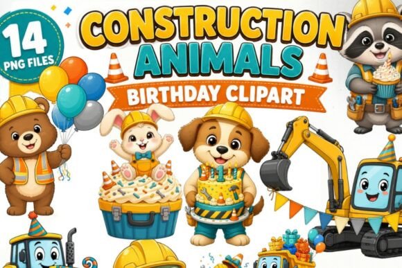 Download Construction Animals Birthday Clipart - Birthday Collection