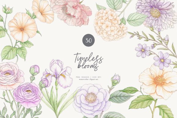 Download Timeless Blooms Pastel Flowers Vintage - Blooms Collection