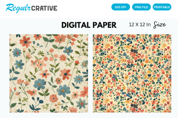 Download Vintage Watercolor Ditsy Spring Paper - Premium Resources