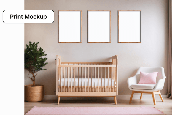 Download Modern 3 Print Mockup Set Nursery Room - Print Collection