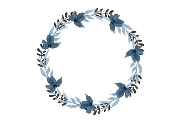 Download Blue Floral Watercolor Wreath - Premium Resources