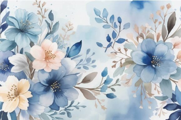Download Soft Blue Watercolor Floral Background - Premium Resources