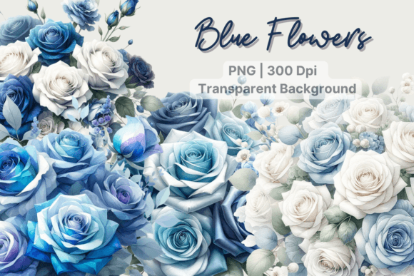 Download Romantic Flower Blue Floral Watercolor - Blue floral watercolor Collection