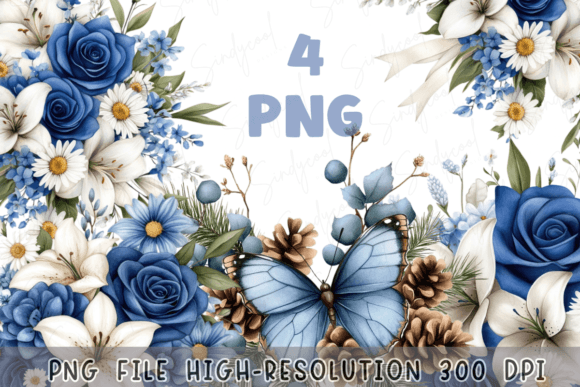 Download Blue Floral Watercolor Flowers Bouquet - Blue floral watercolor Collection