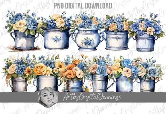 Download Vintage Blue Floral Watercolor Flowers - Blue floral watercolor Collection