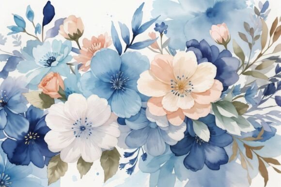 Download Soft Blue Watercolor Floral Background - Premium Resources