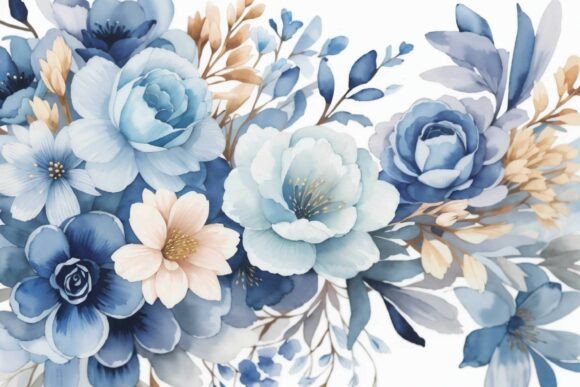Download Soft Blue Watercolor Floral Background - Premium Bundle