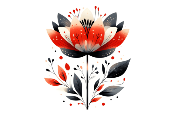 Download Scandinavian Folk Flower Art Print PNG - Print Collection