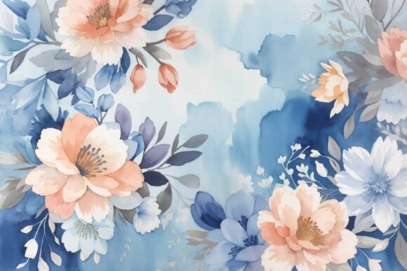 Download Soft Blue Watercolor Floral Background - Premium Bundle