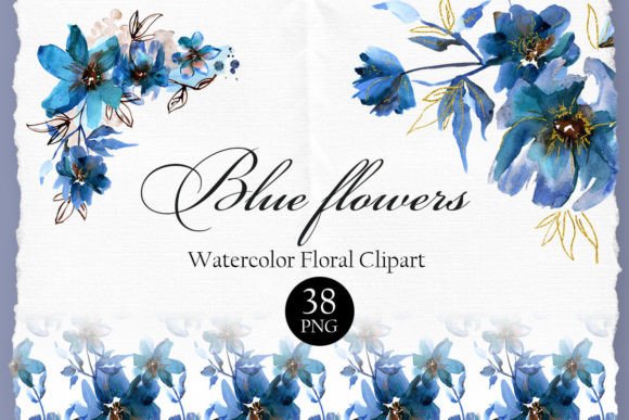 Download Blue Floral Watercolor Clipart - Blue floral watercolor Collection