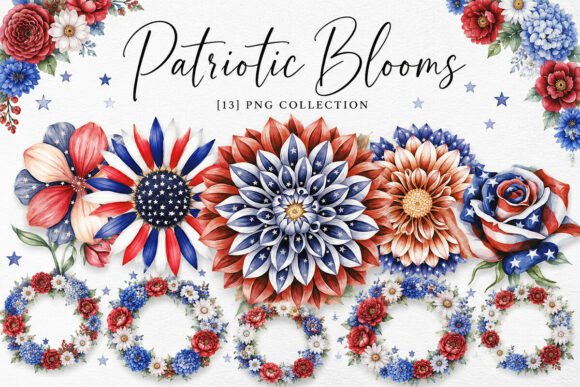 Download Patriotic Blooms Clipart Png Bundle - Blooms Collection